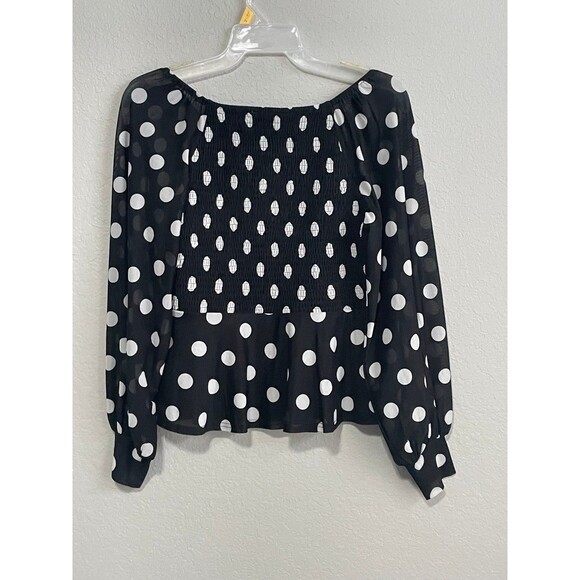 Ember Polka Dot Ruffle Long Sleeve Top size small women’s - Picture 5 of 5